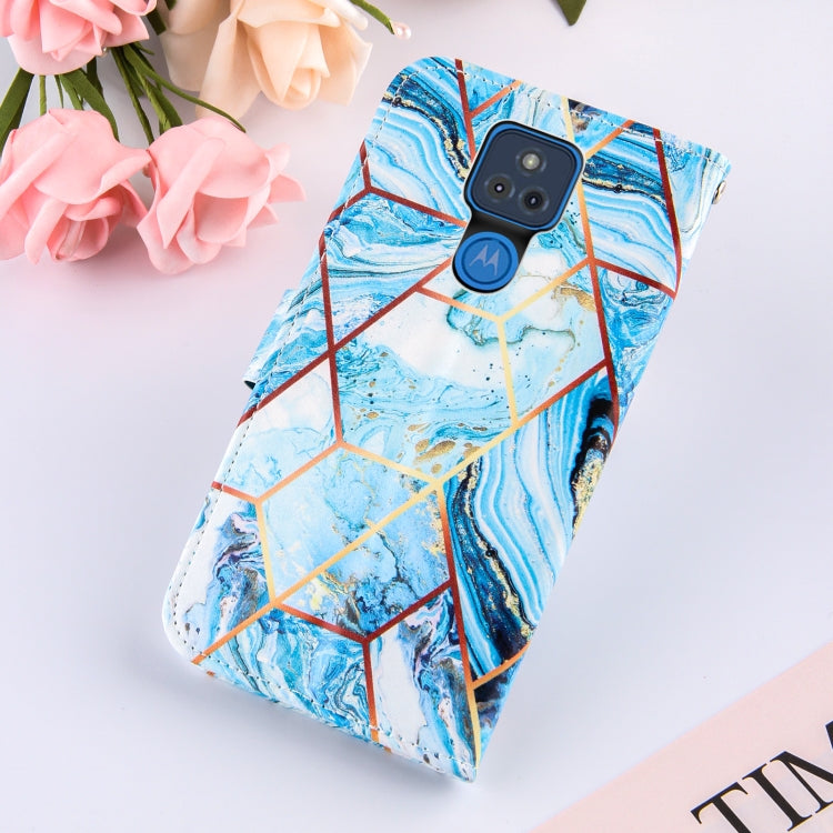 For Motorola Moto G Play (2021) Marble Stitching Horizontal Flip PU Leather Case with Holder & Card Slots & Wallet & Lanyard