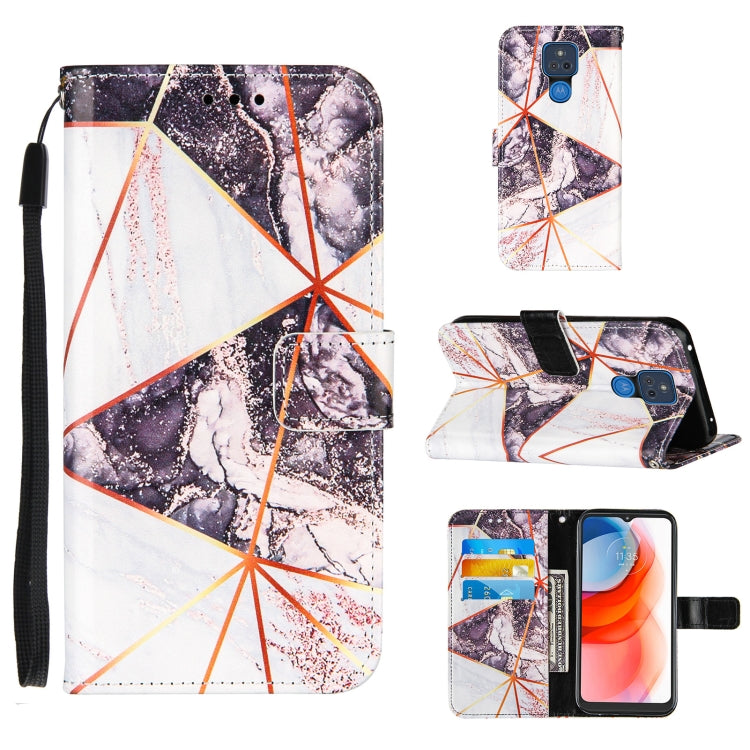 For Motorola Moto G Play (2021) Marble Stitching Horizontal Flip PU Leather Case with Holder & Card Slots & Wallet & Lanyard