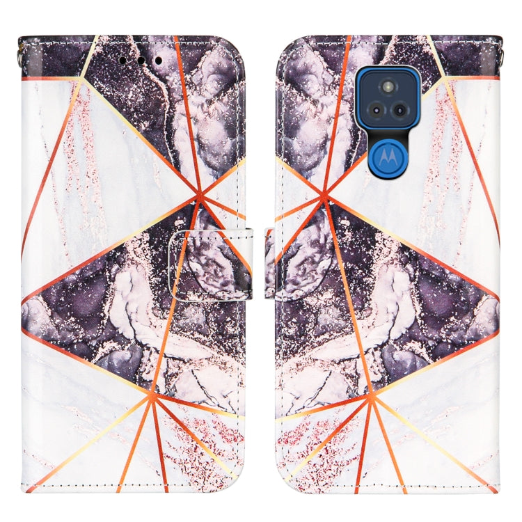 For Motorola Moto G Play (2021) Marble Stitching Horizontal Flip PU Leather Case with Holder & Card Slots & Wallet & Lanyard