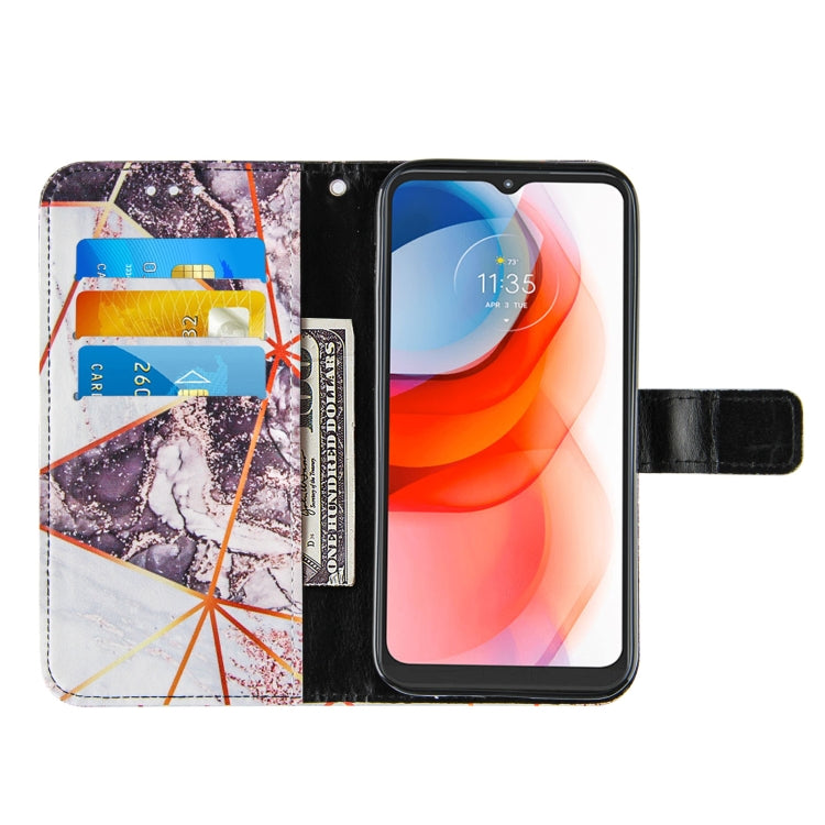For Motorola Moto G Play (2021) Marble Stitching Horizontal Flip PU Leather Case with Holder & Card Slots & Wallet & Lanyard