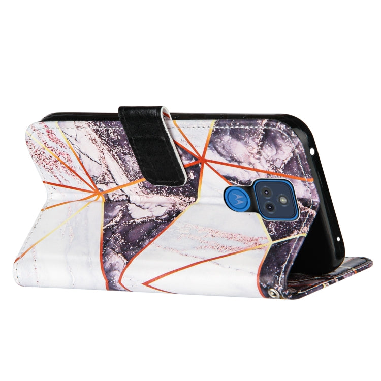 For Motorola Moto G Play (2021) Marble Stitching Horizontal Flip PU Leather Case with Holder & Card Slots & Wallet & Lanyard