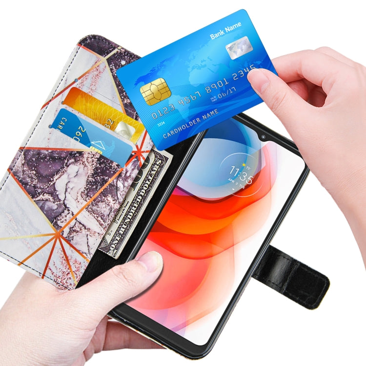 For Motorola Moto G Play (2021) Marble Stitching Horizontal Flip PU Leather Case with Holder & Card Slots & Wallet & Lanyard