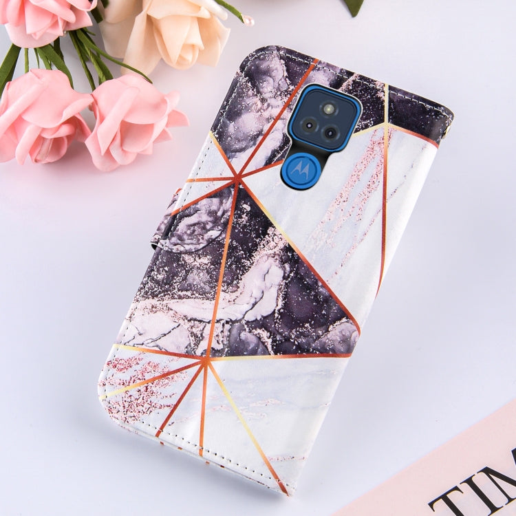 For Motorola Moto G Play (2021) Marble Stitching Horizontal Flip PU Leather Case with Holder & Card Slots & Wallet & Lanyard