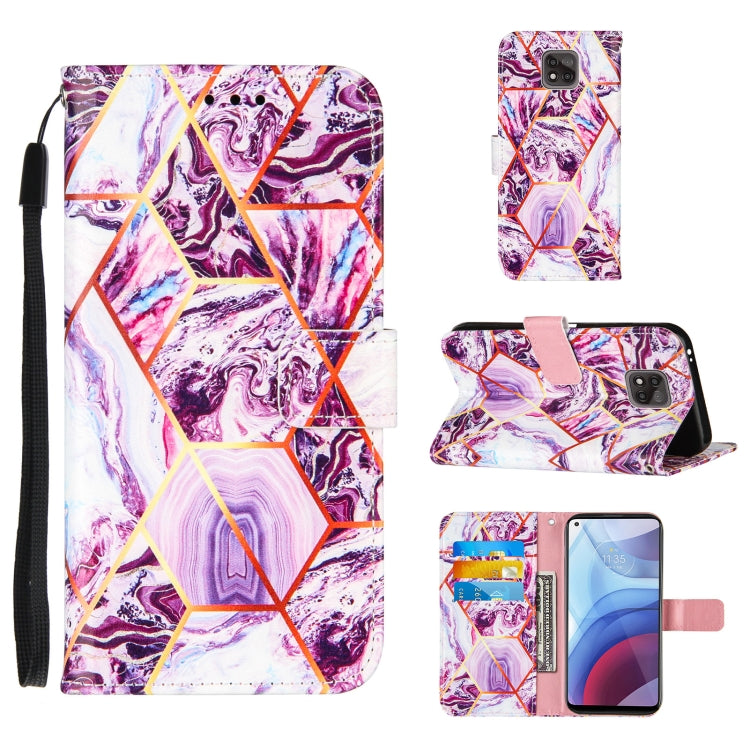 For Motorola Moto G Power (2021) Marble Stitching Horizontal Flip PU Leather Case with Holder & Card Slots & Wallet & Lanyard