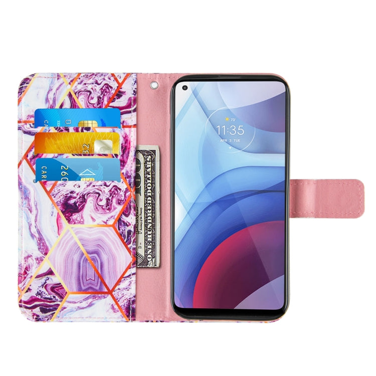 For Motorola Moto G Power (2021) Marble Stitching Horizontal Flip PU Leather Case with Holder & Card Slots & Wallet & Lanyard