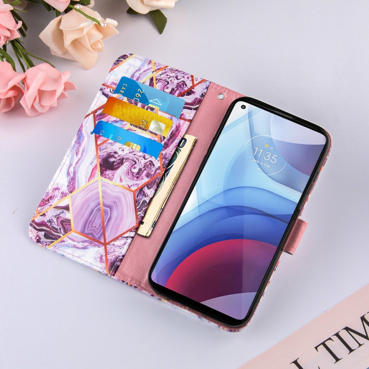For Motorola Moto G Power (2021) Marble Stitching Horizontal Flip PU Leather Case with Holder & Card Slots & Wallet & Lanyard