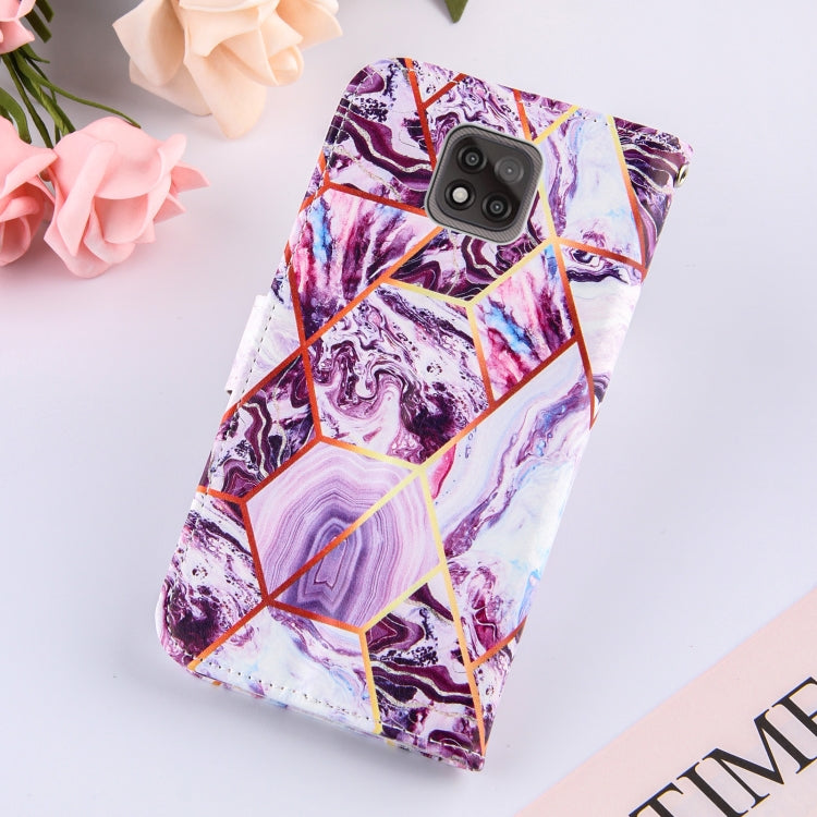 For Motorola Moto G Power (2021) Marble Stitching Horizontal Flip PU Leather Case with Holder & Card Slots & Wallet & Lanyard