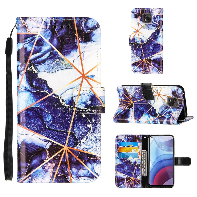 For Motorola Moto G Power (2021) Marble Stitching Horizontal Flip PU Leather Case with Holder & Card Slots & Wallet & Lanyard