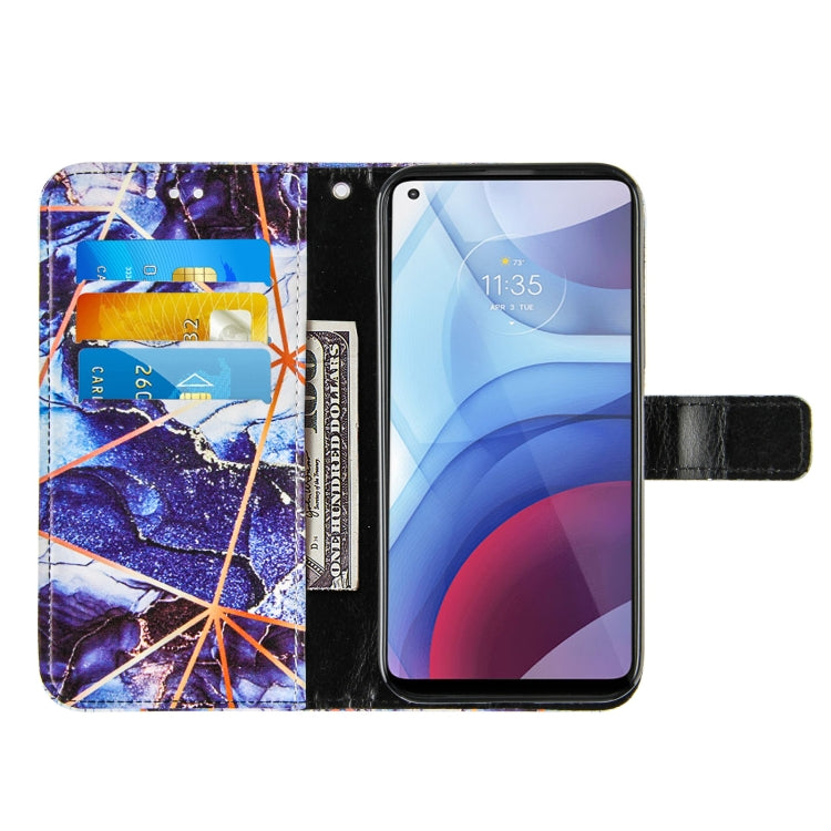 For Motorola Moto G Power (2021) Marble Stitching Horizontal Flip PU Leather Case with Holder & Card Slots & Wallet & Lanyard