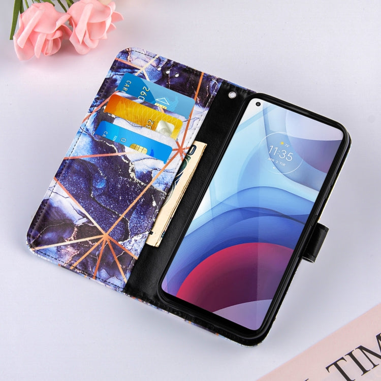 For Motorola Moto G Power (2021) Marble Stitching Horizontal Flip PU Leather Case with Holder & Card Slots & Wallet & Lanyard