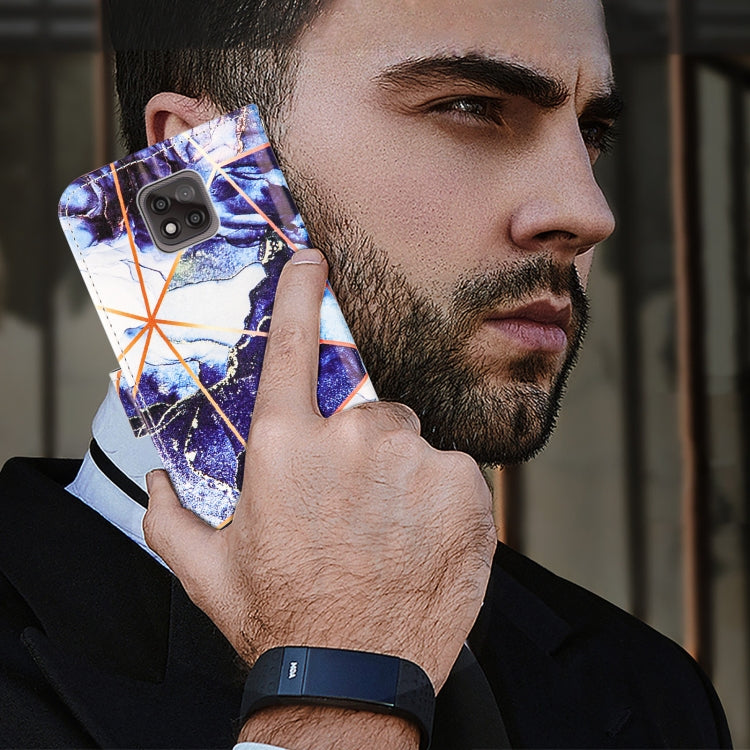 For Motorola Moto G Power (2021) Marble Stitching Horizontal Flip PU Leather Case with Holder & Card Slots & Wallet & Lanyard