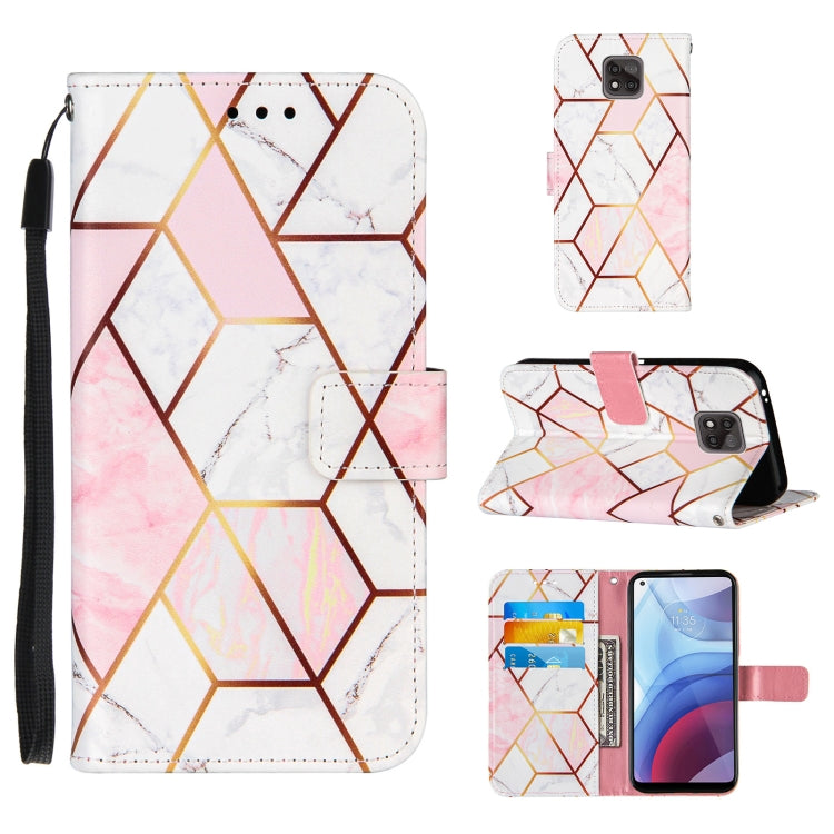 For Motorola Moto G Power (2021) Marble Stitching Horizontal Flip PU Leather Case with Holder & Card Slots & Wallet & Lanyard
