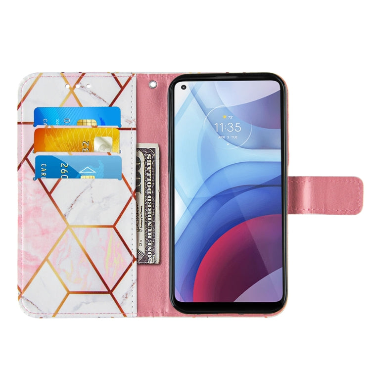 For Motorola Moto G Power (2021) Marble Stitching Horizontal Flip PU Leather Case with Holder & Card Slots & Wallet & Lanyard