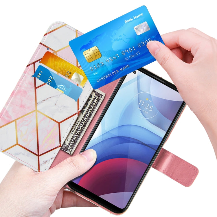 For Motorola Moto G Power (2021) Marble Stitching Horizontal Flip PU Leather Case with Holder & Card Slots & Wallet & Lanyard