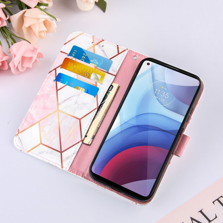 For Motorola Moto G Power (2021) Marble Stitching Horizontal Flip PU Leather Case with Holder & Card Slots & Wallet & Lanyard