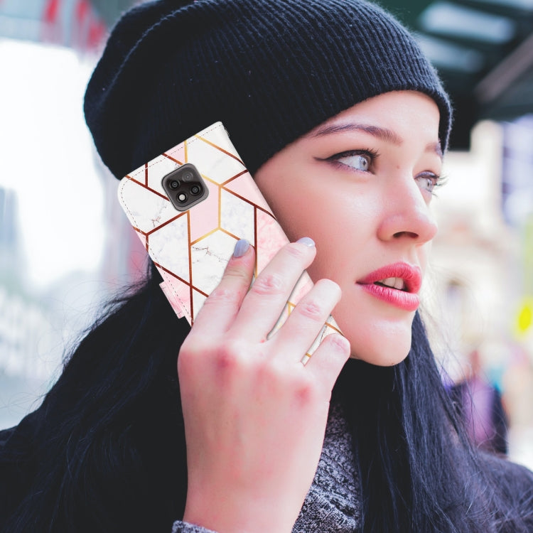 For Motorola Moto G Power (2021) Marble Stitching Horizontal Flip PU Leather Case with Holder & Card Slots & Wallet & Lanyard