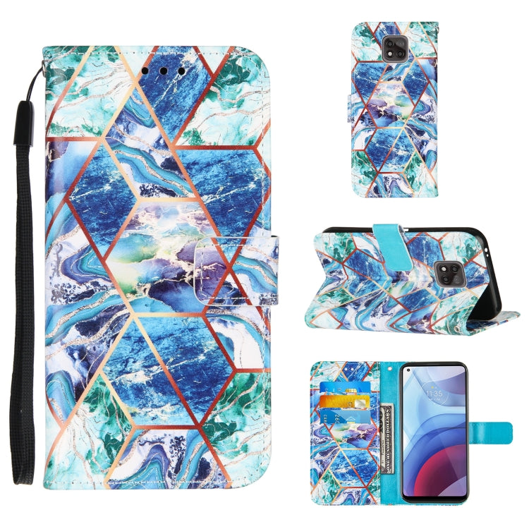 For Motorola Moto G Power (2021) Marble Stitching Horizontal Flip PU Leather Case with Holder & Card Slots & Wallet & Lanyard