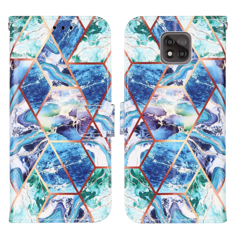 For Motorola Moto G Power (2021) Marble Stitching Horizontal Flip PU Leather Case with Holder & Card Slots & Wallet & Lanyard