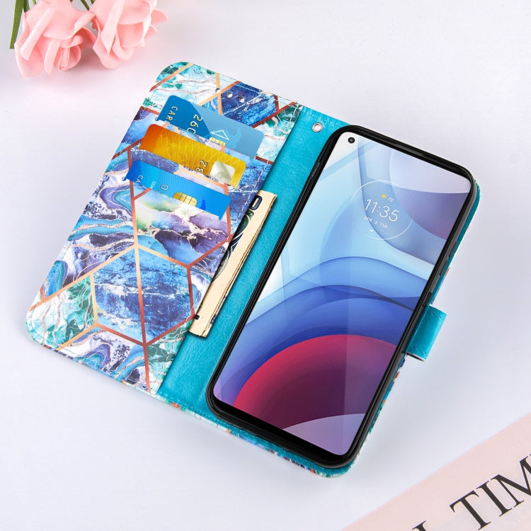 For Motorola Moto G Power (2021) Marble Stitching Horizontal Flip PU Leather Case with Holder & Card Slots & Wallet & Lanyard