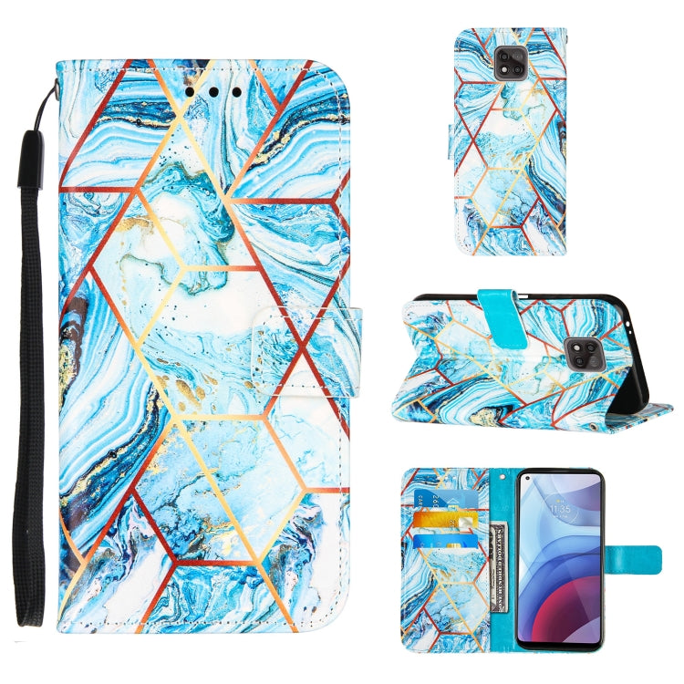 For Motorola Moto G Power (2021) Marble Stitching Horizontal Flip PU Leather Case with Holder & Card Slots & Wallet & Lanyard