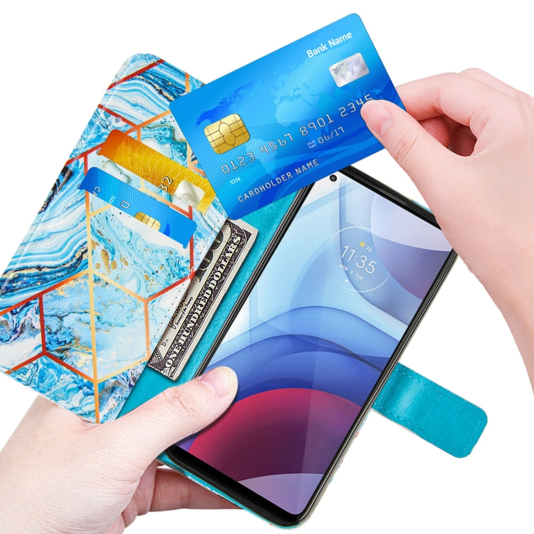 For Motorola Moto G Power (2021) Marble Stitching Horizontal Flip PU Leather Case with Holder & Card Slots & Wallet & Lanyard