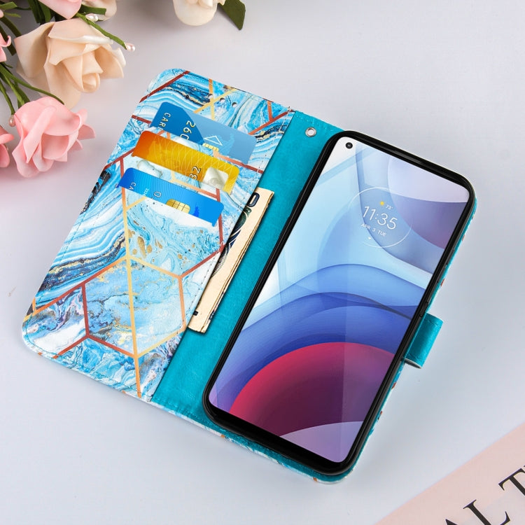 For Motorola Moto G Power (2021) Marble Stitching Horizontal Flip PU Leather Case with Holder & Card Slots & Wallet & Lanyard