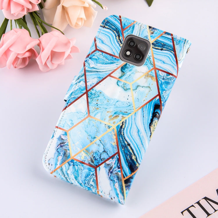 For Motorola Moto G Power (2021) Marble Stitching Horizontal Flip PU Leather Case with Holder & Card Slots & Wallet & Lanyard
