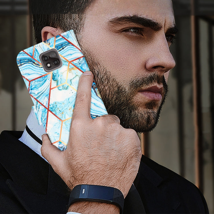 For Motorola Moto G Power (2021) Marble Stitching Horizontal Flip PU Leather Case with Holder & Card Slots & Wallet & Lanyard