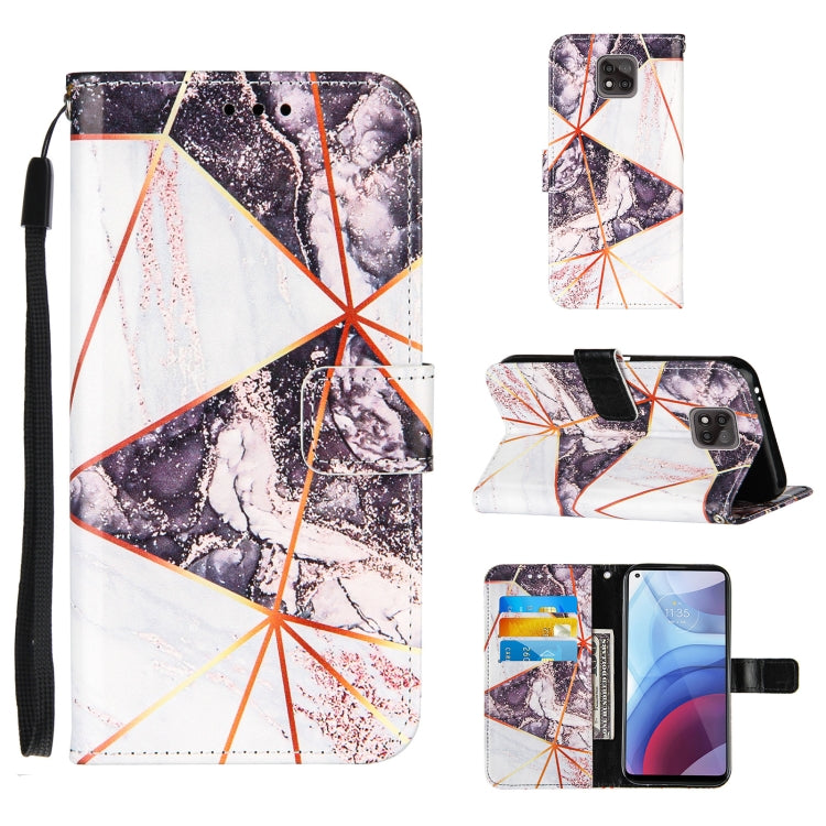 For Motorola Moto G Power (2021) Marble Stitching Horizontal Flip PU Leather Case with Holder & Card Slots & Wallet & Lanyard