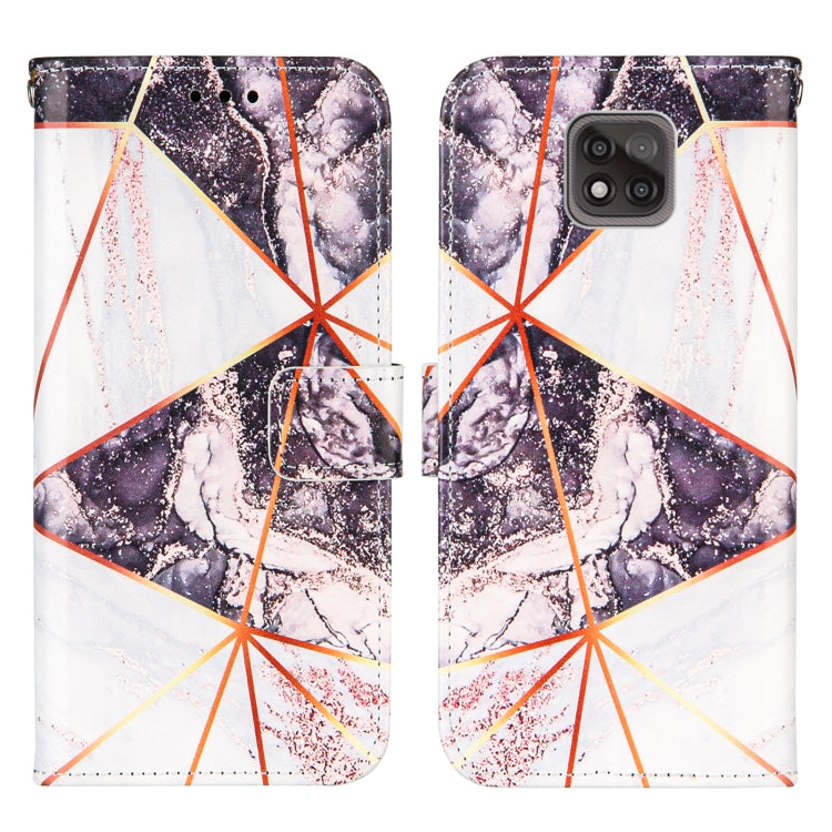 For Motorola Moto G Power (2021) Marble Stitching Horizontal Flip PU Leather Case with Holder & Card Slots & Wallet & Lanyard