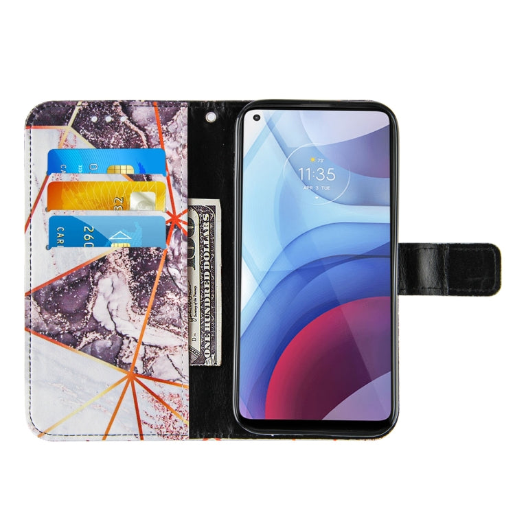 For Motorola Moto G Power (2021) Marble Stitching Horizontal Flip PU Leather Case with Holder & Card Slots & Wallet & Lanyard