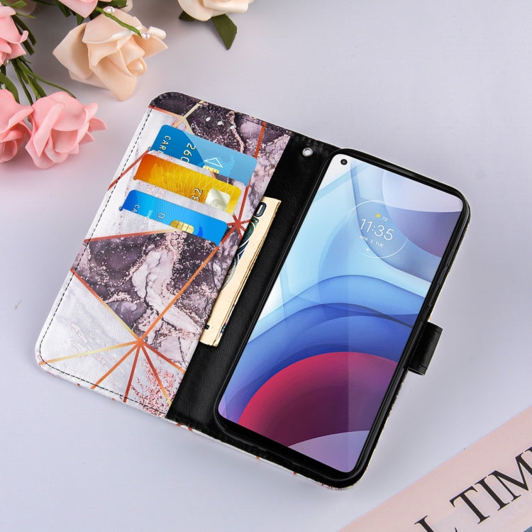 For Motorola Moto G Power (2021) Marble Stitching Horizontal Flip PU Leather Case with Holder & Card Slots & Wallet & Lanyard