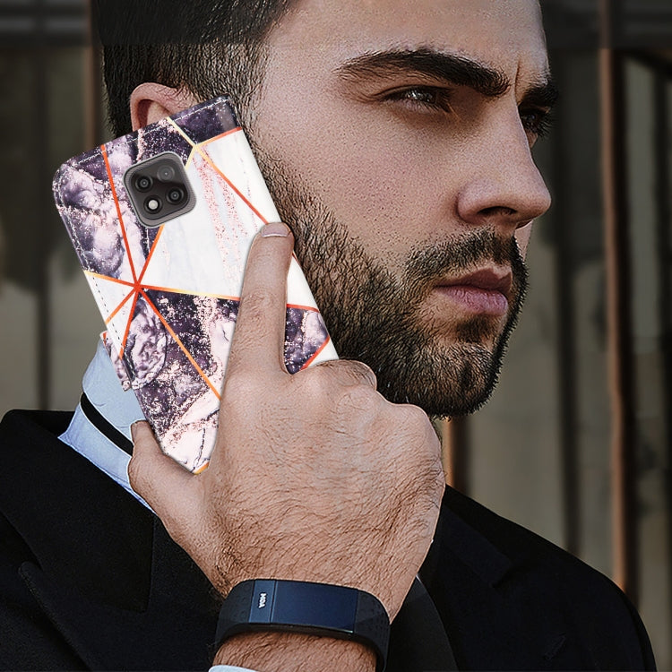 For Motorola Moto G Power (2021) Marble Stitching Horizontal Flip PU Leather Case with Holder & Card Slots & Wallet & Lanyard