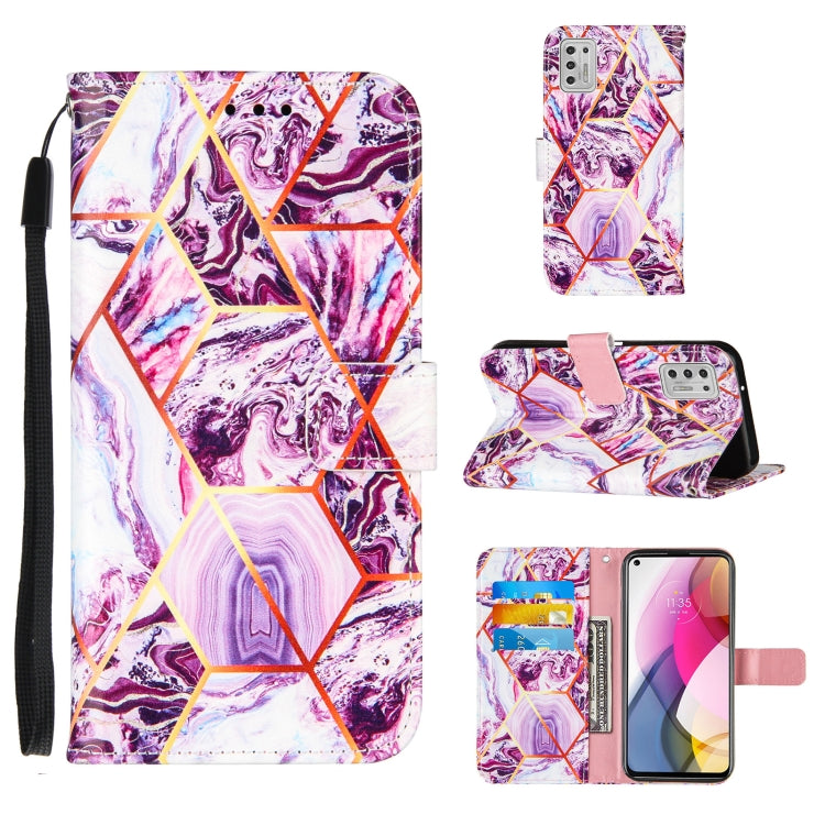 For Motorola Moto G Stylus (2021) Marble Stitching Horizontal Flip PU Leather Case with Holder & Card Slots & Wallet & Lanyard