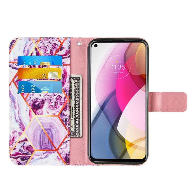 For Motorola Moto G Stylus (2021) Marble Stitching Horizontal Flip PU Leather Case with Holder & Card Slots & Wallet & Lanyard