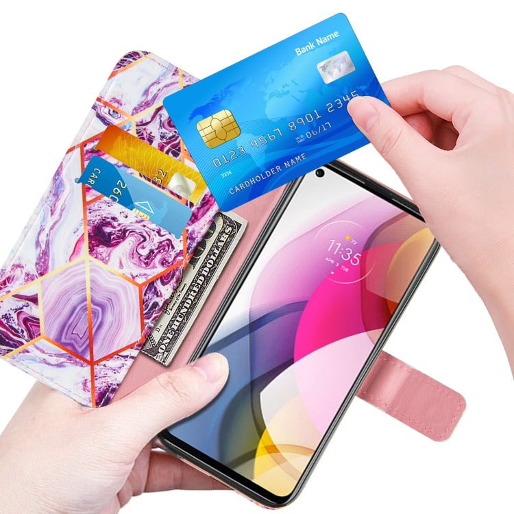 For Motorola Moto G Stylus (2021) Marble Stitching Horizontal Flip PU Leather Case with Holder & Card Slots & Wallet & Lanyard