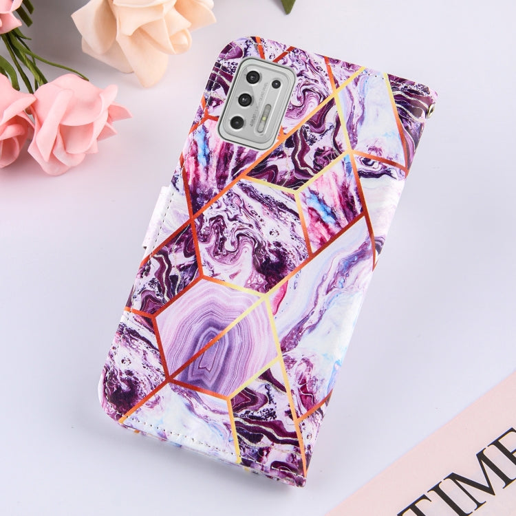 For Motorola Moto G Stylus (2021) Marble Stitching Horizontal Flip PU Leather Case with Holder & Card Slots & Wallet & Lanyard