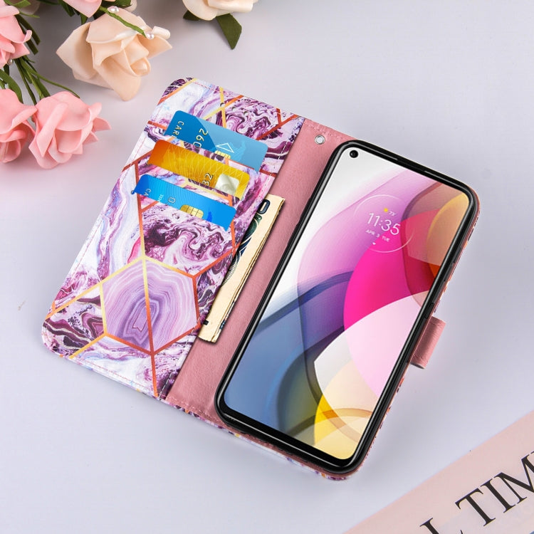 For Motorola Moto G Stylus (2021) Marble Stitching Horizontal Flip PU Leather Case with Holder & Card Slots & Wallet & Lanyard