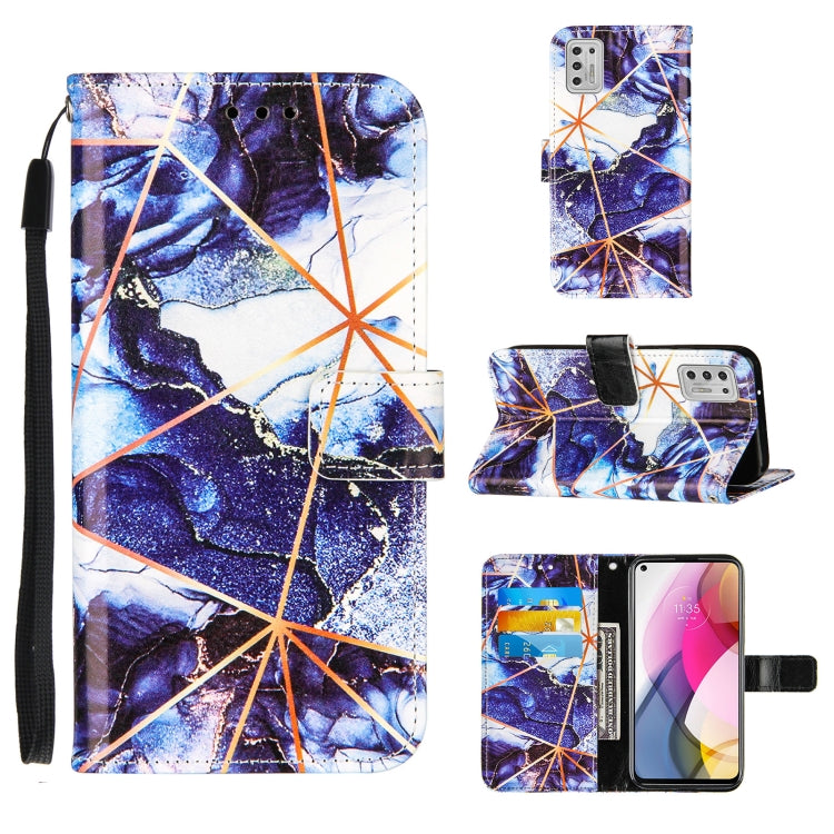For Motorola Moto G Stylus (2021) Marble Stitching Horizontal Flip PU Leather Case with Holder & Card Slots & Wallet & Lanyard