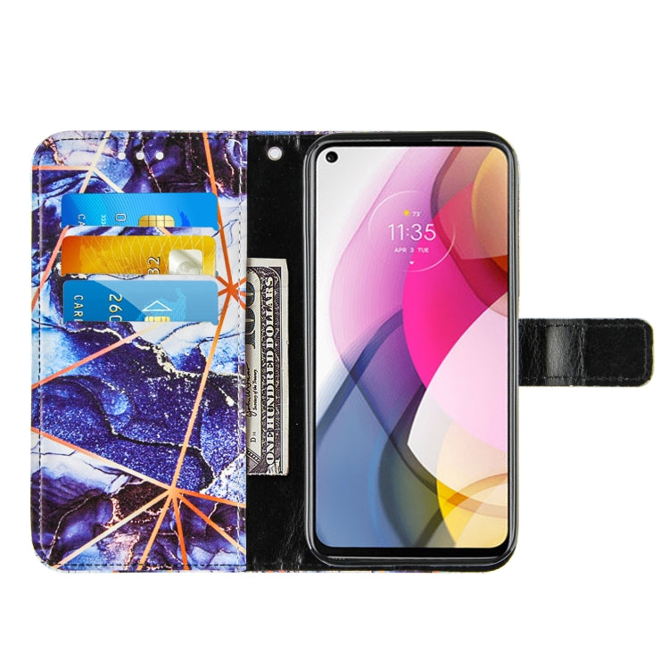 For Motorola Moto G Stylus (2021) Marble Stitching Horizontal Flip PU Leather Case with Holder & Card Slots & Wallet & Lanyard