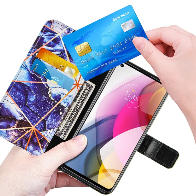For Motorola Moto G Stylus (2021) Marble Stitching Horizontal Flip PU Leather Case with Holder & Card Slots & Wallet & Lanyard