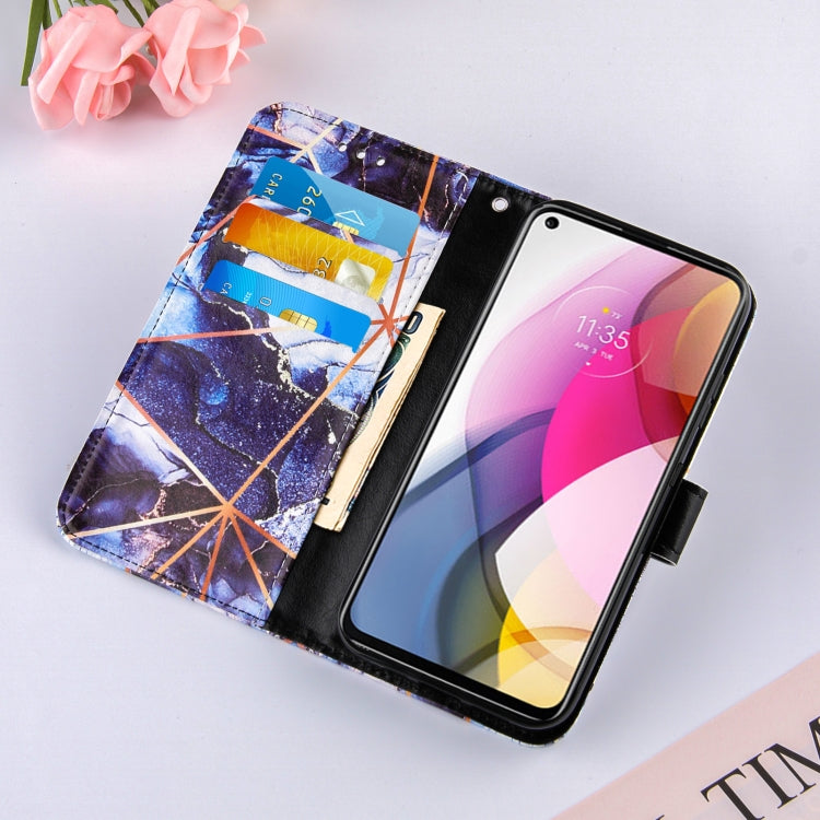 For Motorola Moto G Stylus (2021) Marble Stitching Horizontal Flip PU Leather Case with Holder & Card Slots & Wallet & Lanyard