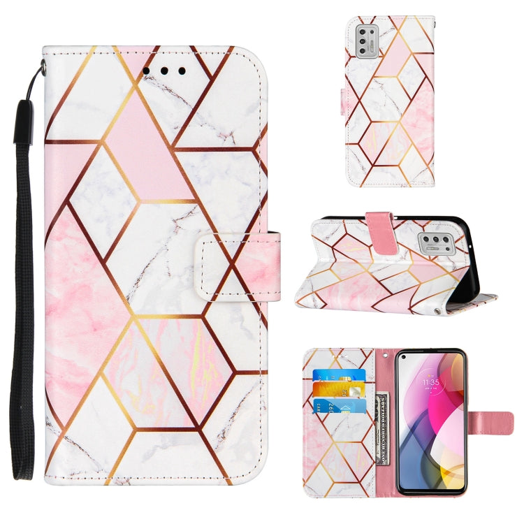 For Motorola Moto G Stylus (2021) Marble Stitching Horizontal Flip PU Leather Case with Holder & Card Slots & Wallet & Lanyard