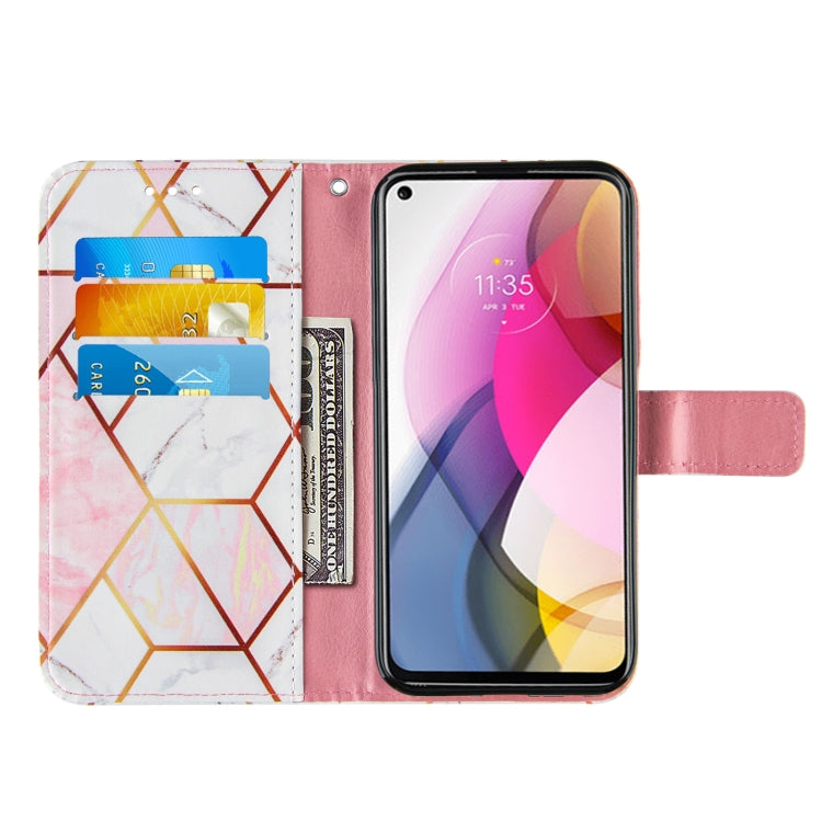 For Motorola Moto G Stylus (2021) Marble Stitching Horizontal Flip PU Leather Case with Holder & Card Slots & Wallet & Lanyard