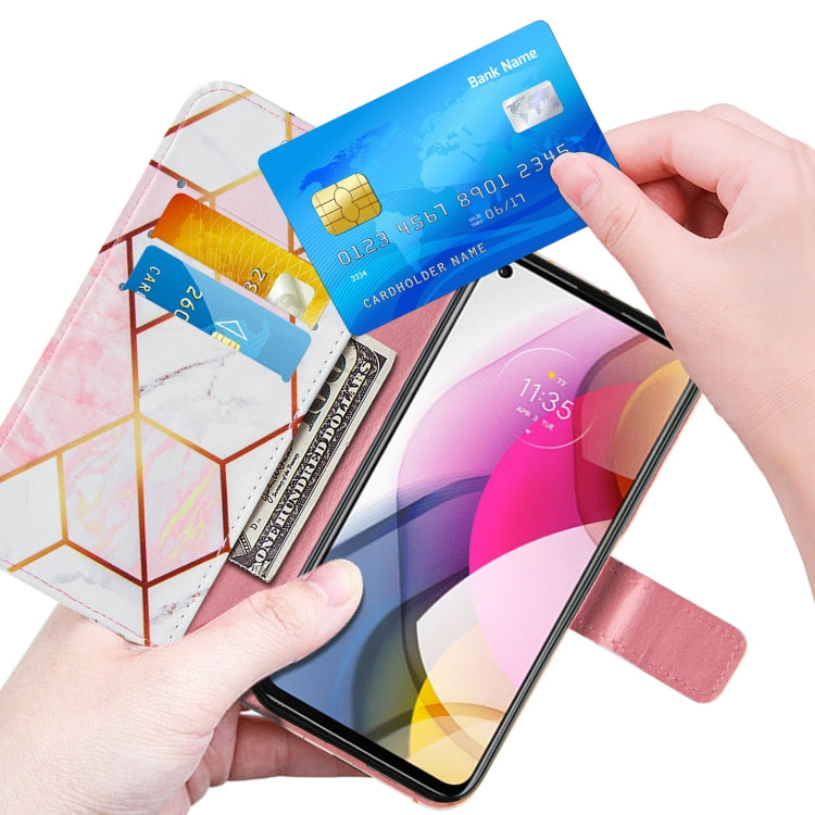 For Motorola Moto G Stylus (2021) Marble Stitching Horizontal Flip PU Leather Case with Holder & Card Slots & Wallet & Lanyard