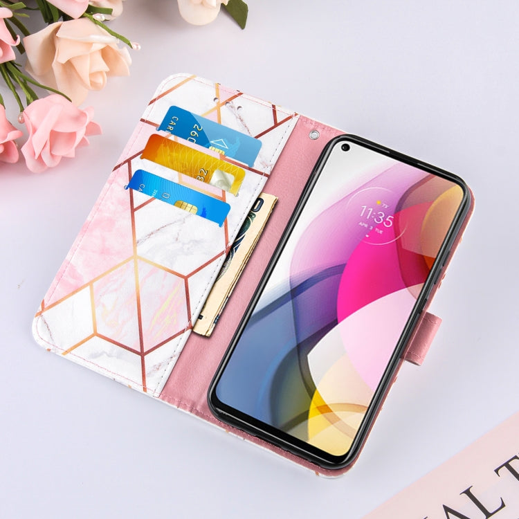 For Motorola Moto G Stylus (2021) Marble Stitching Horizontal Flip PU Leather Case with Holder & Card Slots & Wallet & Lanyard