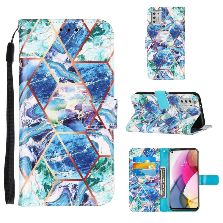 For Motorola Moto G Stylus (2021) Marble Stitching Horizontal Flip PU Leather Case with Holder & Card Slots & Wallet & Lanyard