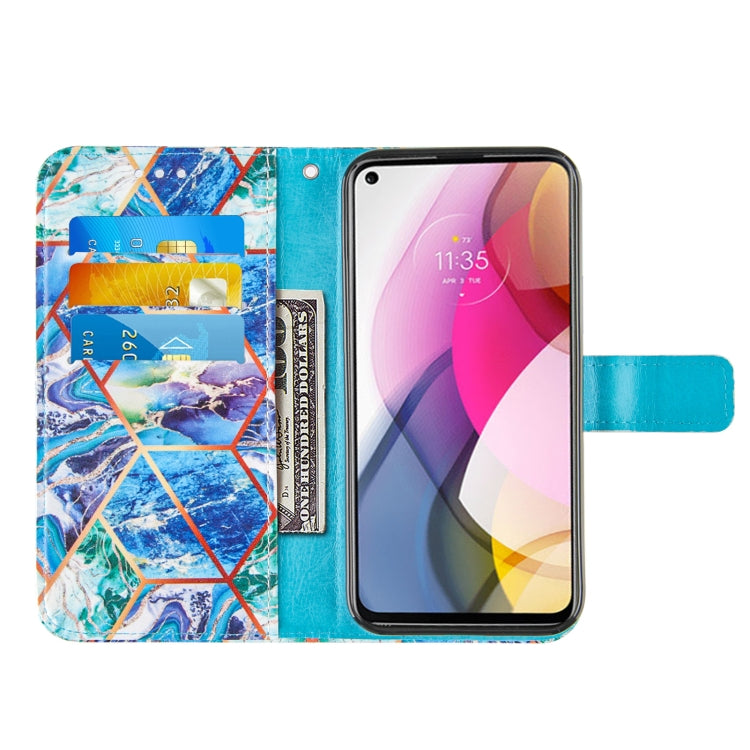 For Motorola Moto G Stylus (2021) Marble Stitching Horizontal Flip PU Leather Case with Holder & Card Slots & Wallet & Lanyard