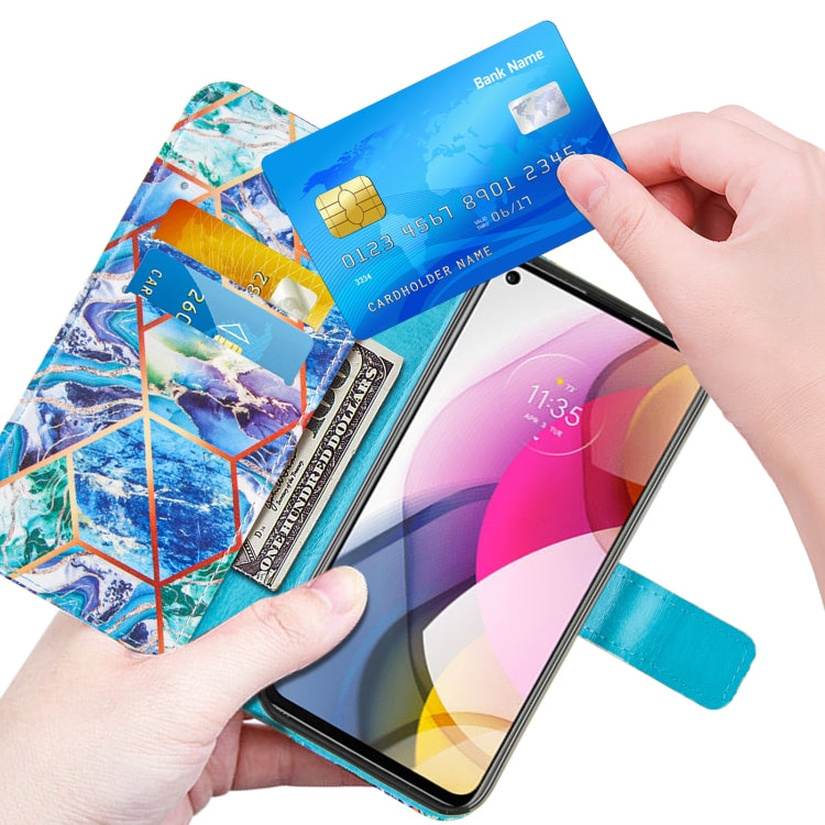 For Motorola Moto G Stylus (2021) Marble Stitching Horizontal Flip PU Leather Case with Holder & Card Slots & Wallet & Lanyard