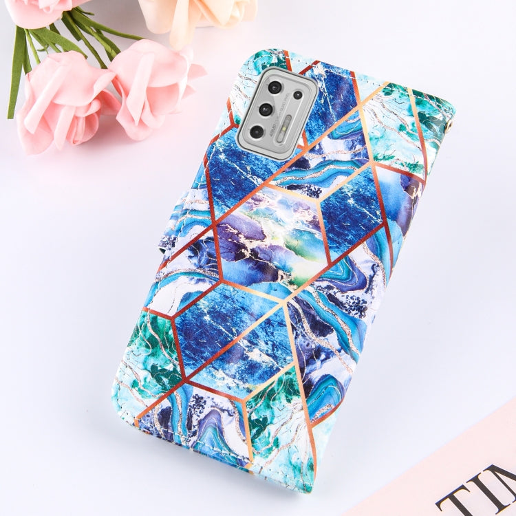 For Motorola Moto G Stylus (2021) Marble Stitching Horizontal Flip PU Leather Case with Holder & Card Slots & Wallet & Lanyard